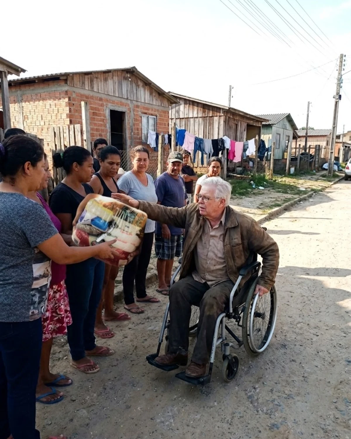 Pastor Evandro entregando cesta básica
